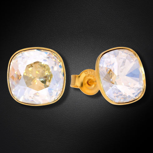 Sudraba auskari "Apžilbinošs Mirdzums (Golden Shadow)" ar Swarovski™ kristāliem